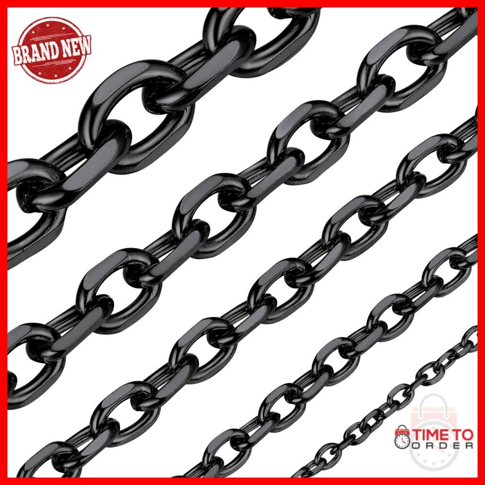 Stainless Steel Cable Chain Necklace, 18-30 Inch Length, 3-12mm Width
